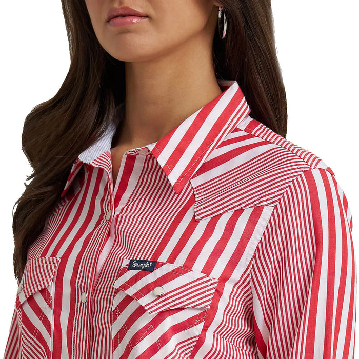 Wrangler Women's Red Stripe Western Shirt