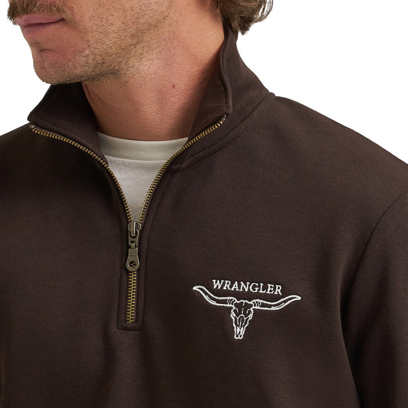 Wrangler Men's Chocolate Torte 1/4 Zip Pullover