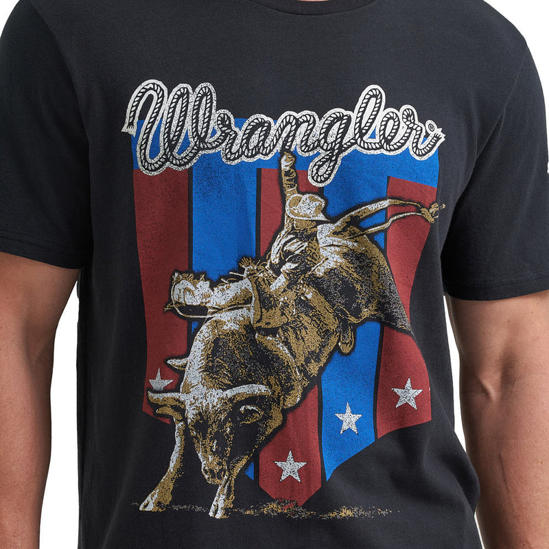Wrangler Men's Jet Black Bucking Bull Tee Shirt