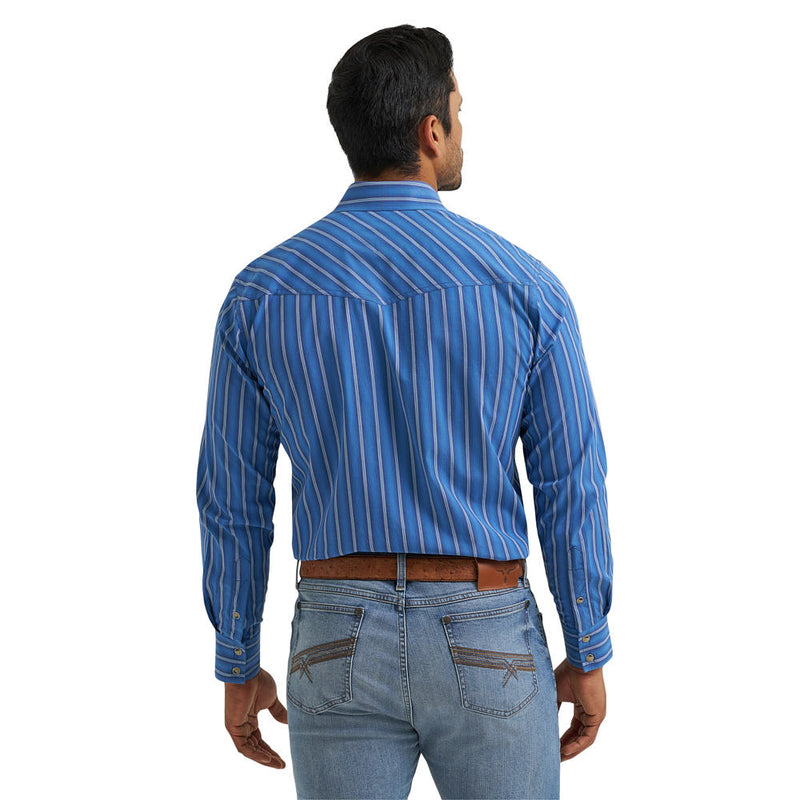 Wrangler Men's Navy Striped 20X Competition Shirt