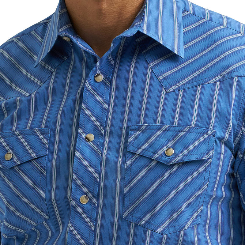 Wrangler Men's Navy Striped 20X Competition Shirt