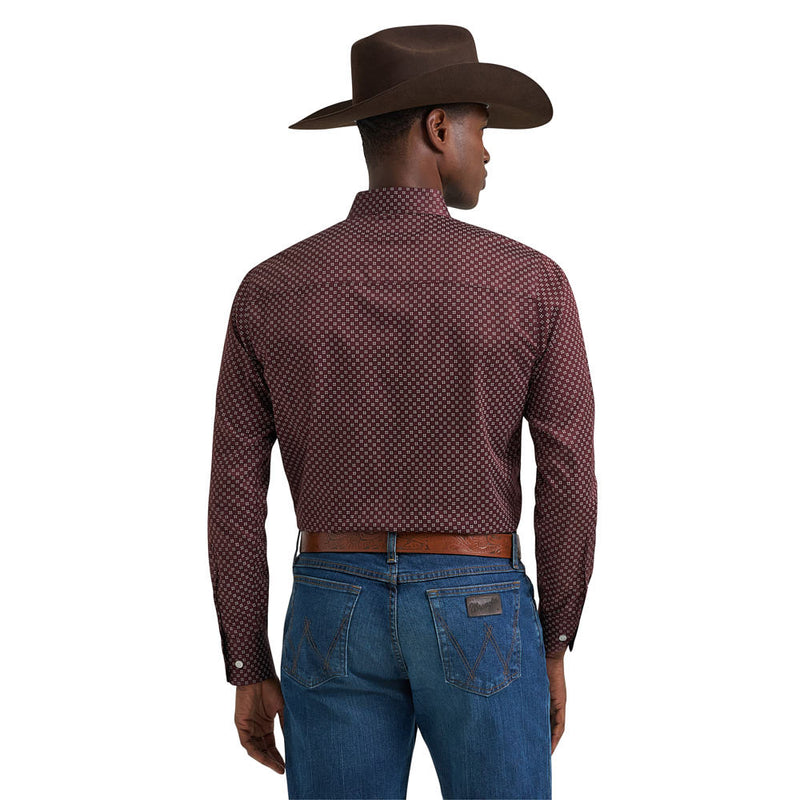 Wrangler Men's Cody Johnson Wine Geometric Print Shirt