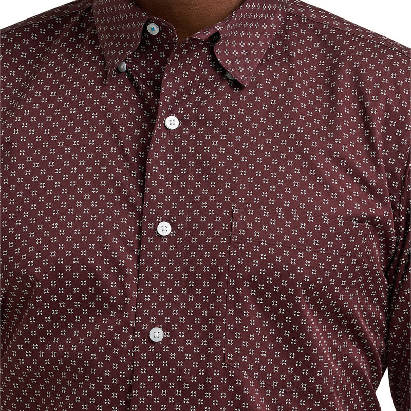 Wrangler Men's Cody Johnson Wine Geometric Print Shirt