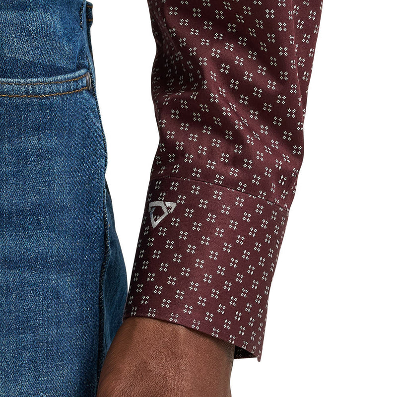 Wrangler Men's Cody Johnson Wine Geometric Print Shirt