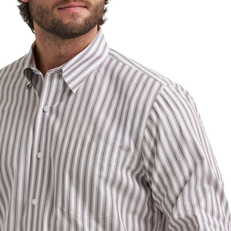 Wrangler Men's Cody Johnson Brown Stripe Print Shirt