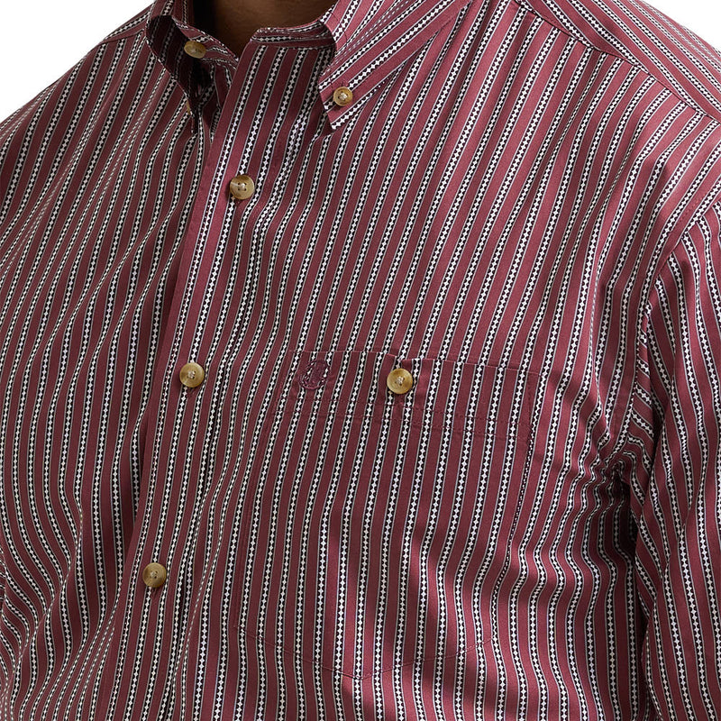 Wrangler Men's Red Striped Classic Shirt
