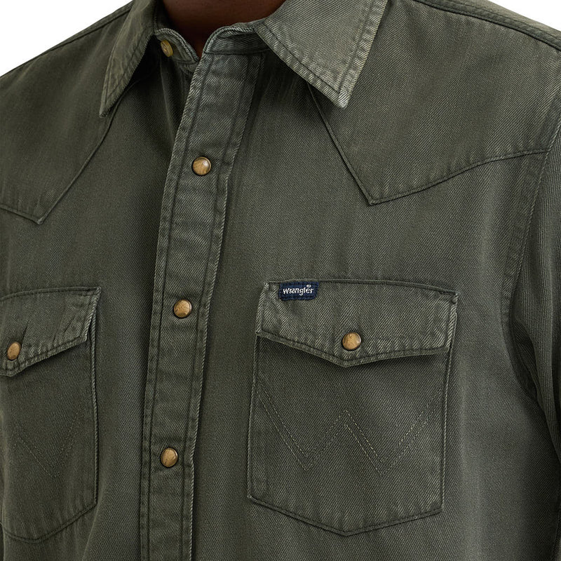 Wrangler Men's Olive Denim Shirt