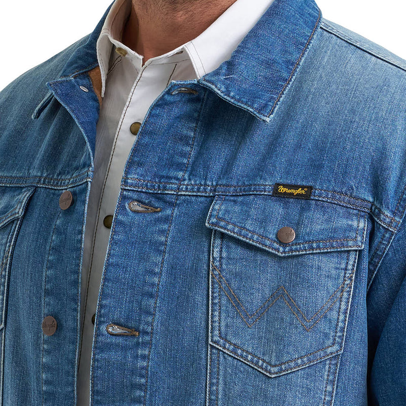 Wrangler Men's Blue Indigo Cowboy Flannel Lined Jacket
