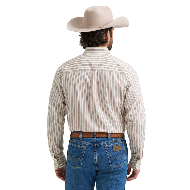 Wrangler Men's George Strait Rust Striped Print Shirt