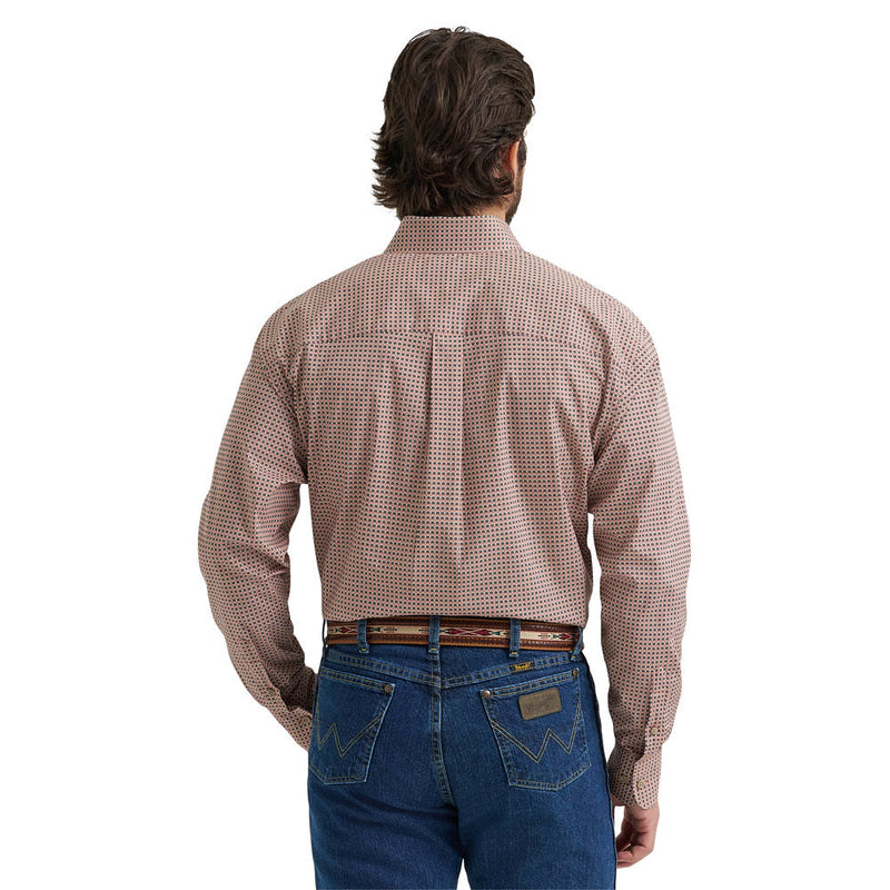 Wrangler Men's George Strait Rust Geometric Print Shirt