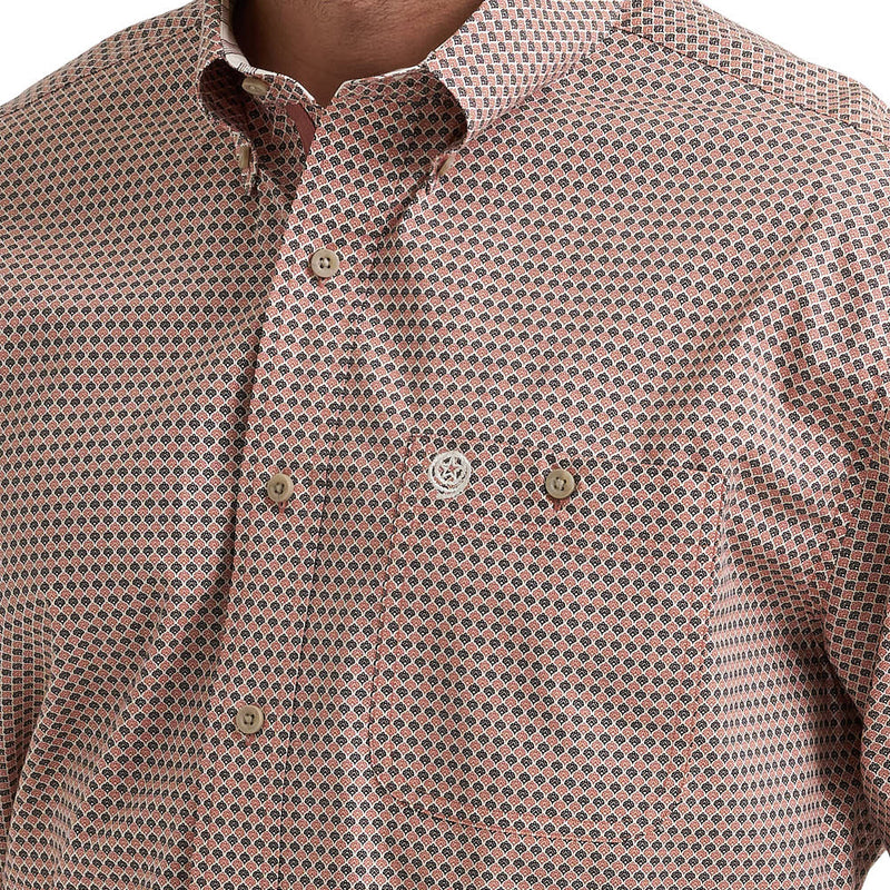 Wrangler Men's George Strait Rust Geometric Print Shirt