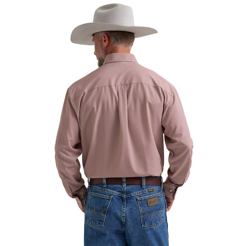 Wrangler Men's George Strait Rust Performance Long Sleeve Shirt