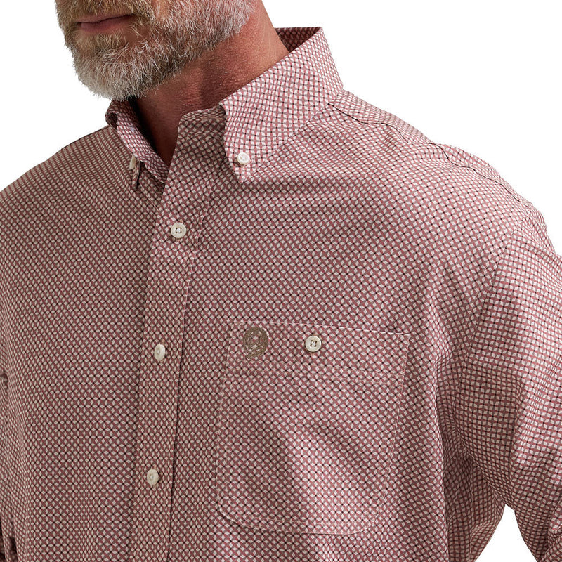 Wrangler Men's George Strait Rust Performance Long Sleeve Shirt