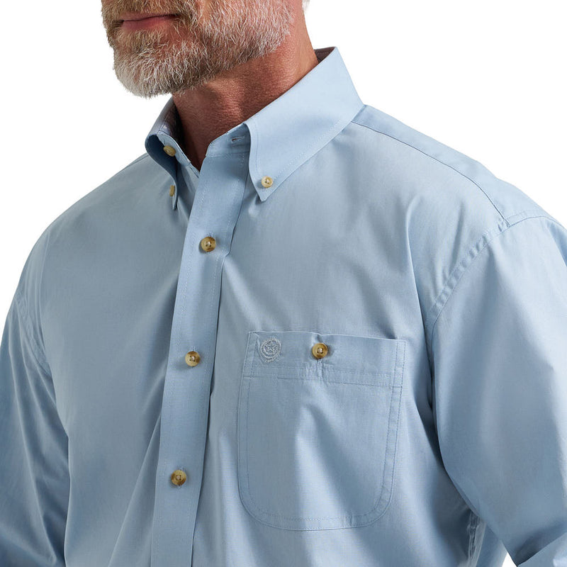 Wrangler Men's George Strait Solid Blue Shirt