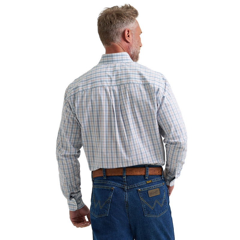 Wrangler Men's George Strait Blue Plaid Long Sleeve Shirt