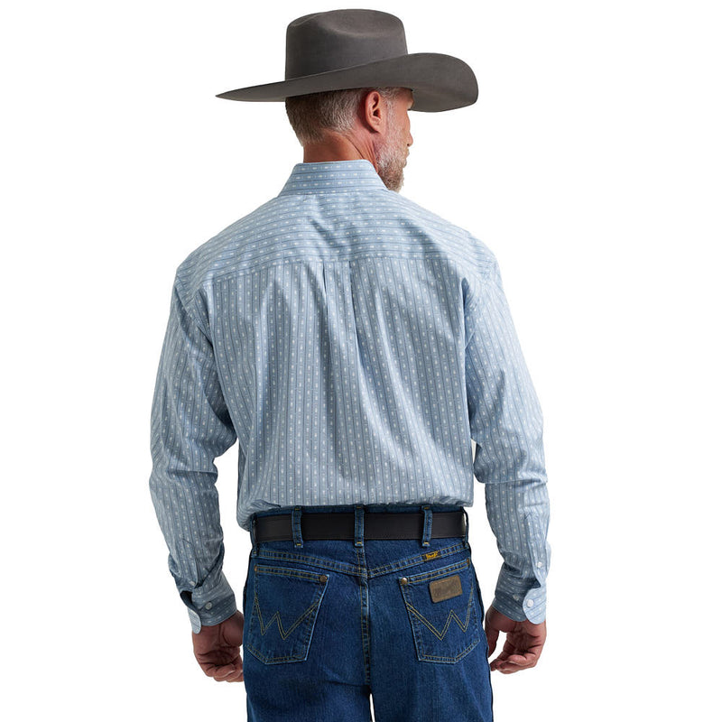 Wrangler Men's George Strait Blue Stripe Print Shirt