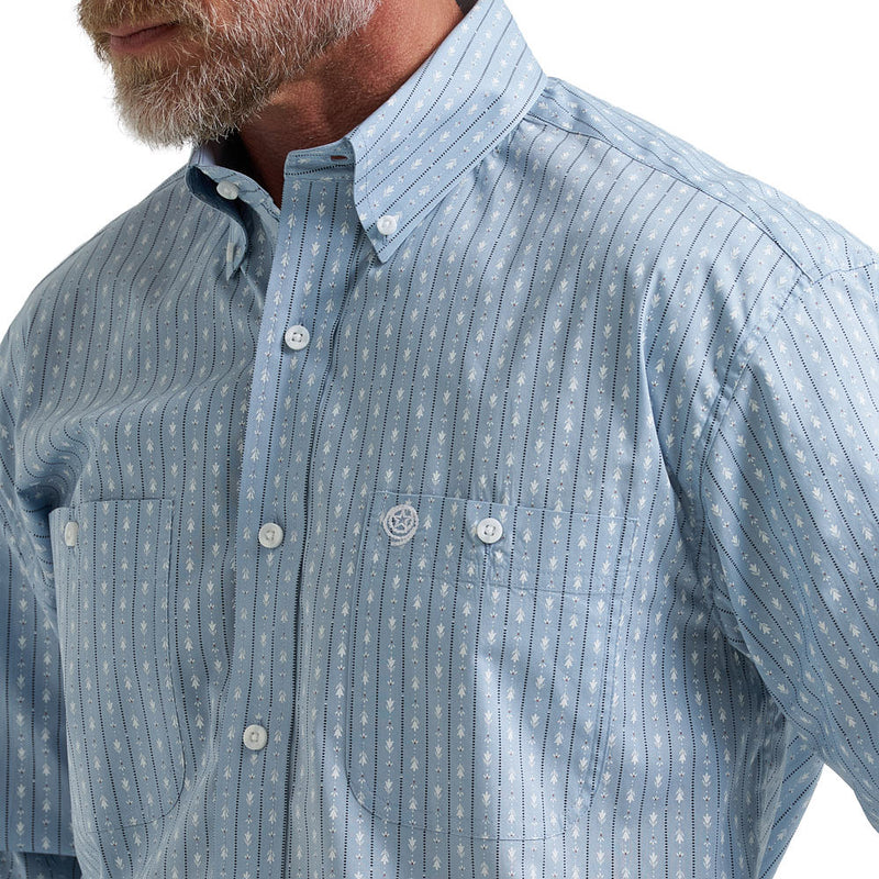 Wrangler Men's George Strait Blue Stripe Print Shirt