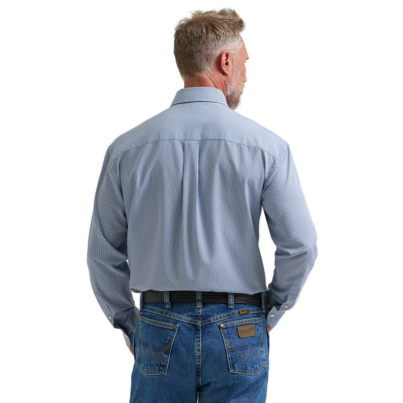 Wrangler Men's George Strait Blue Performance Long Sleeve Shirt