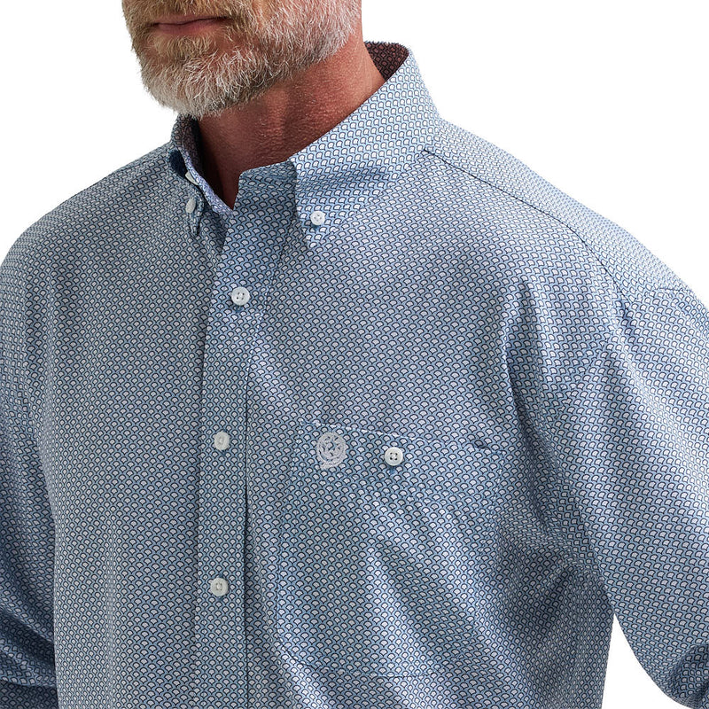 Wrangler Men's George Strait Blue Performance Long Sleeve Shirt
