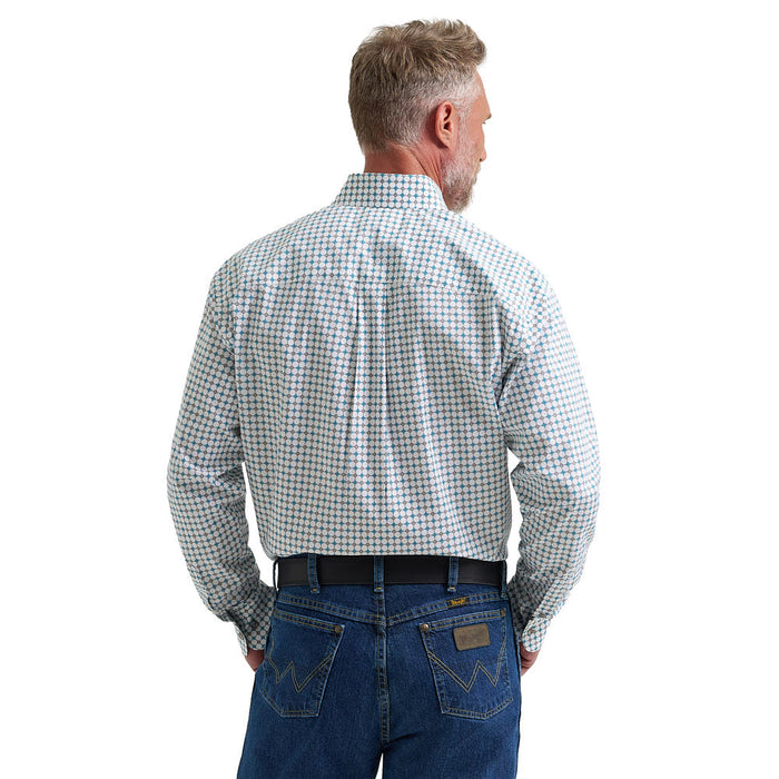 Wrangler Men's George Strait Teal Geometric Print Shirt