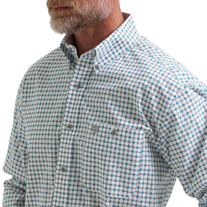 Wrangler Men's George Strait Teal Geometric Print Shirt