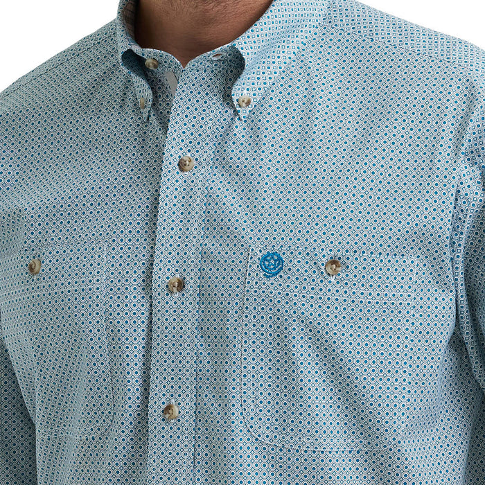 Wrangler Men's George Strait Teal Geo Print Shirt