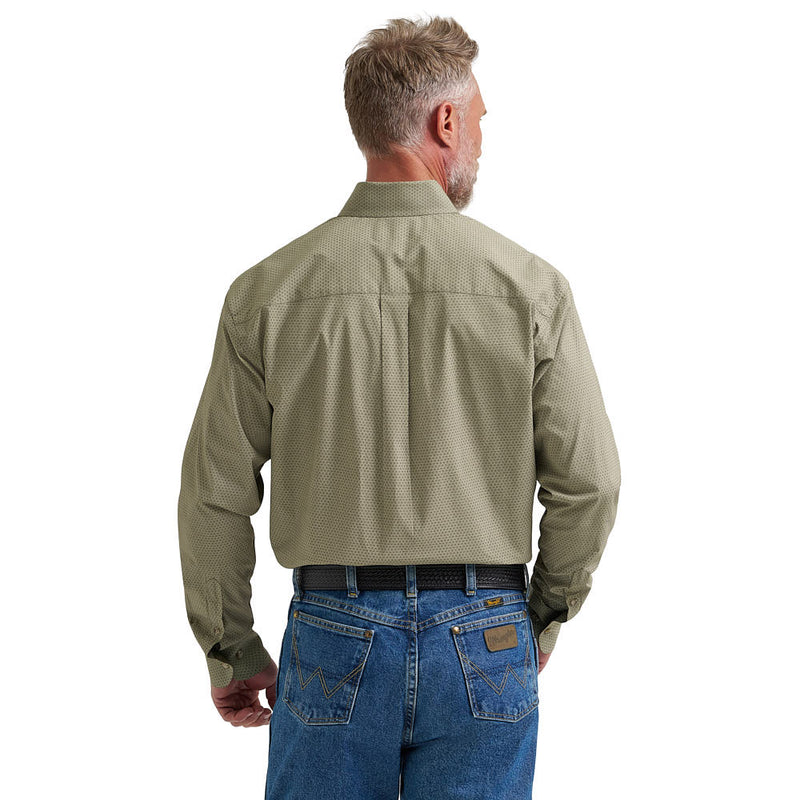 Wrangler Men's George Strait Green Geo Print Shirt