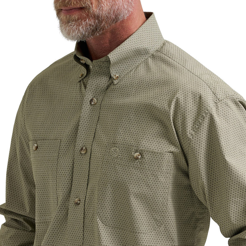 Wrangler Men's George Strait Green Geo Print Shirt