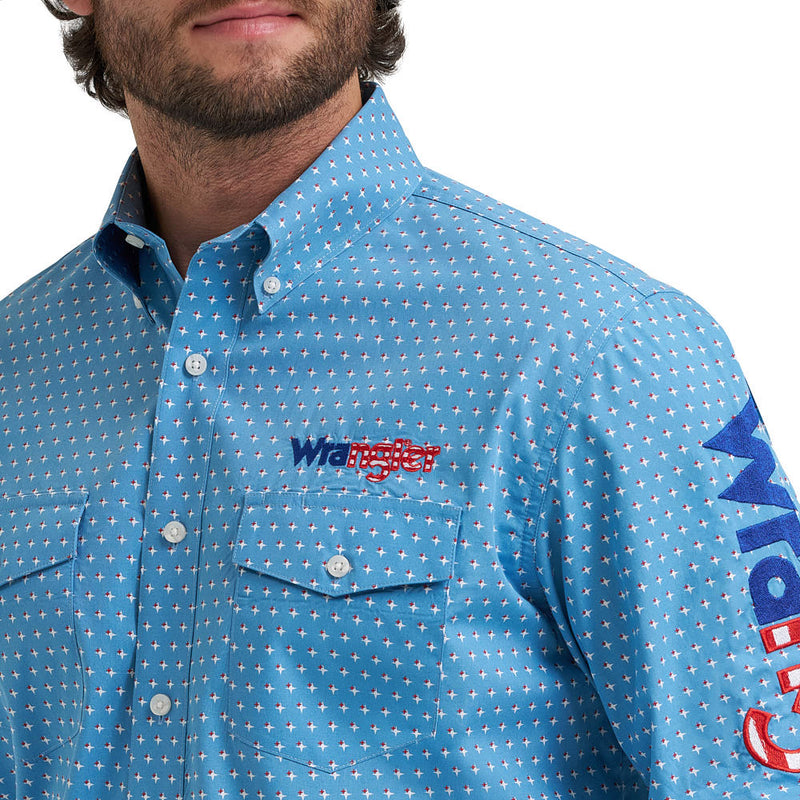 Wrangler Men's Blue American Logo Shirt