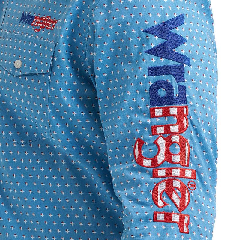 Wrangler Men's Blue American Logo Shirt