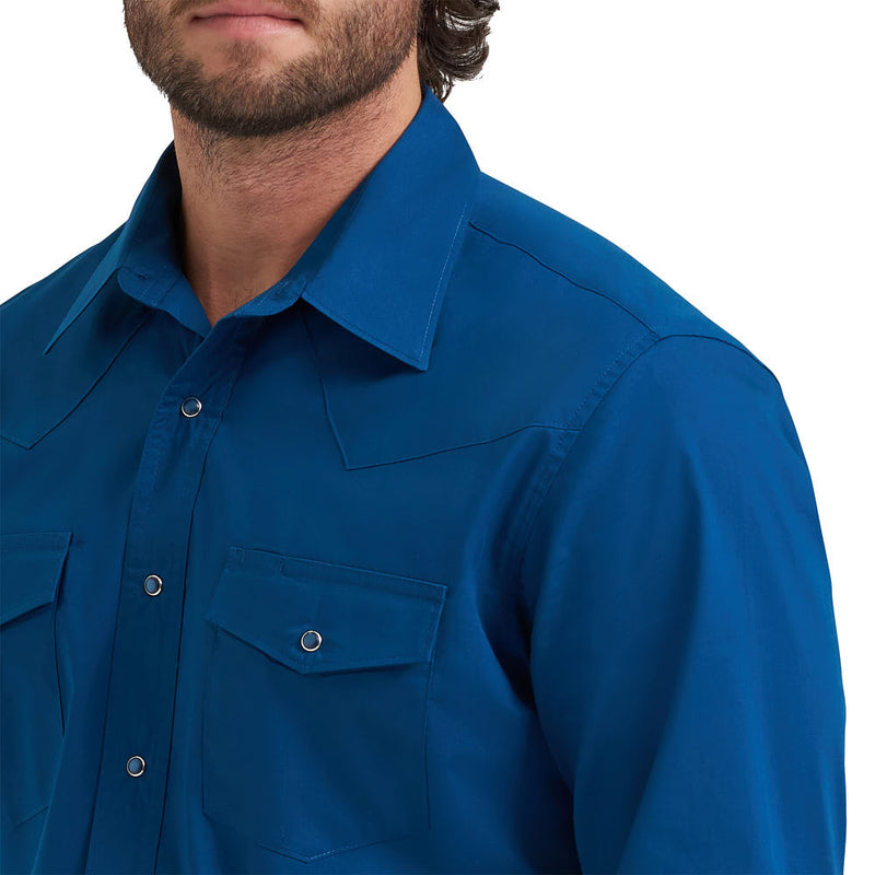 Wrangler Men's Blue Western Dress Shirt