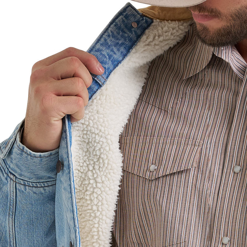 Wrangler Men's Bleach Wash Sherpa Denim Jacket