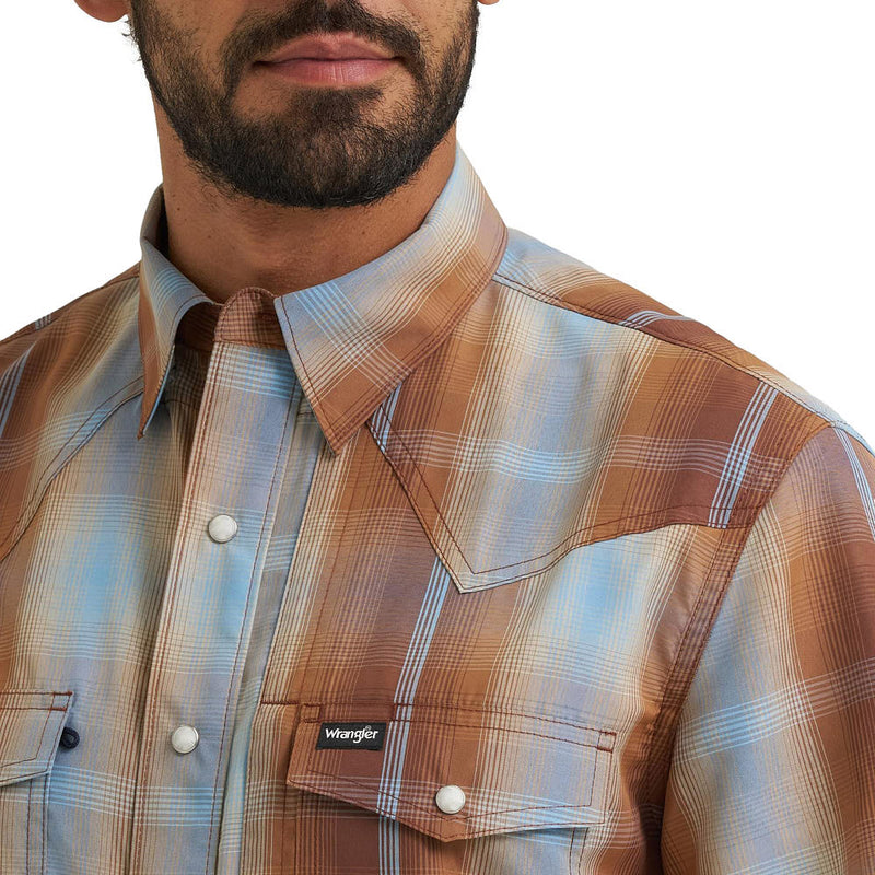 Wrangler Men's Sepia Ombre Plaid ATG Shirt