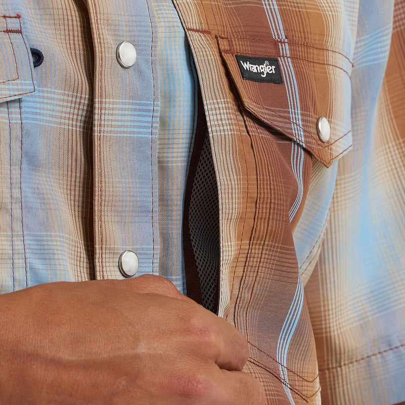 Wrangler Men's Sepia Ombre Plaid ATG Shirt