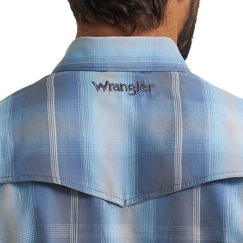 Wrangler Men's ATG Vintage Indigo Ombre Plaid Shirt