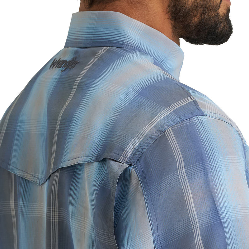 Wrangler Men's ATG Vintage Indigo Ombre Plaid Shirt