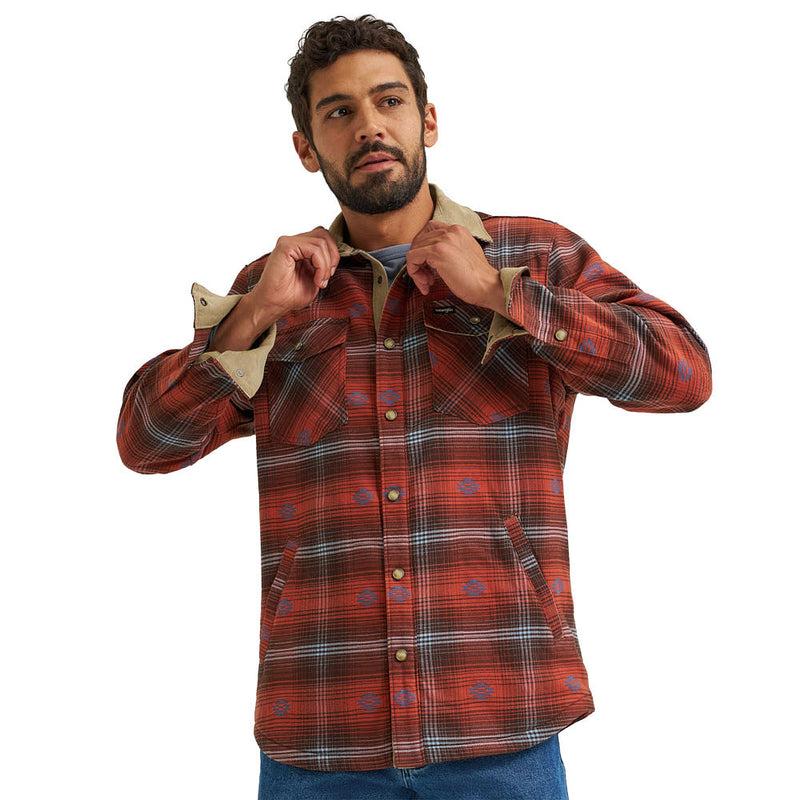 Wrangler Men's Burnt Brick Flannel Shirt Jacket