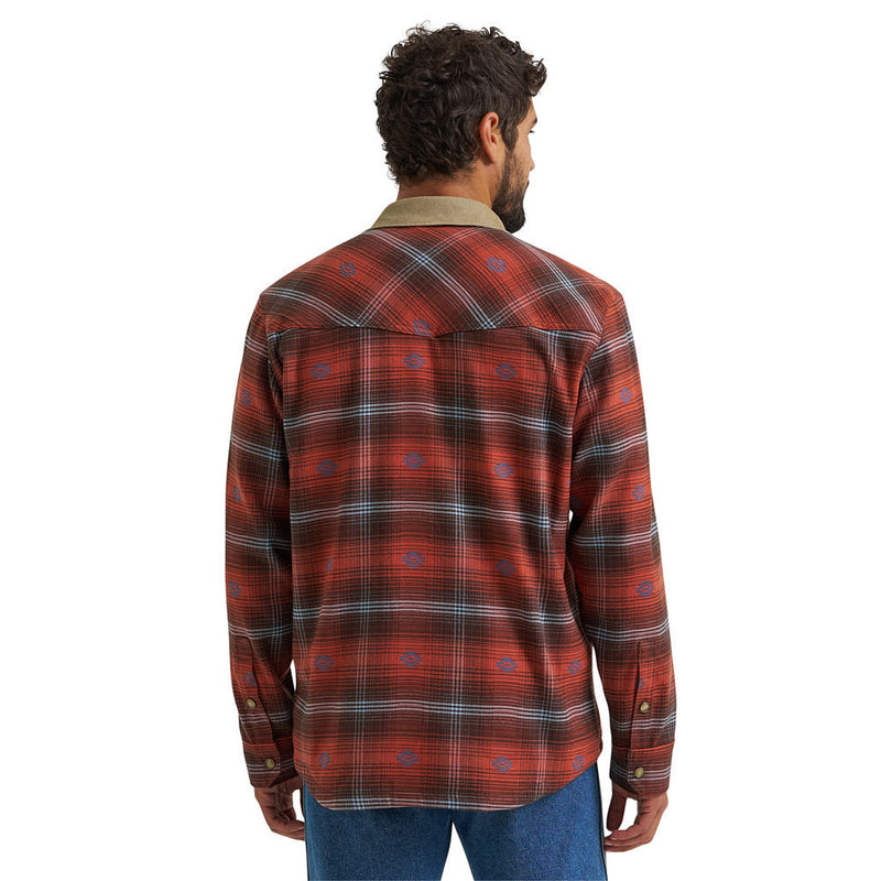 Wrangler Men's Burnt Brick Flannel Shirt Jacket
