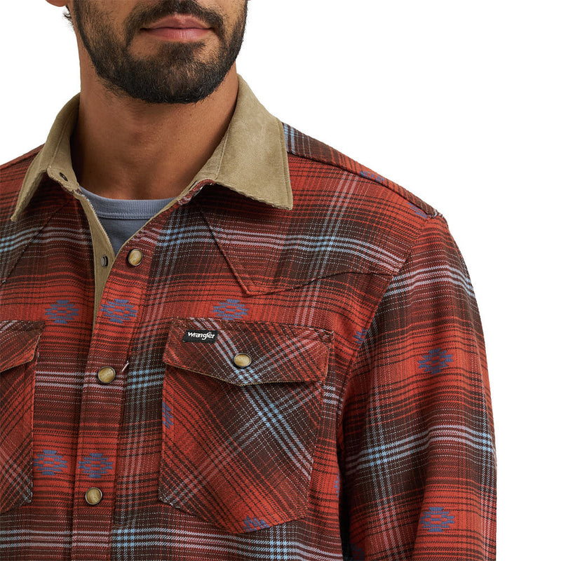 Wrangler Men's Burnt Brick Flannel Shirt Jacket
