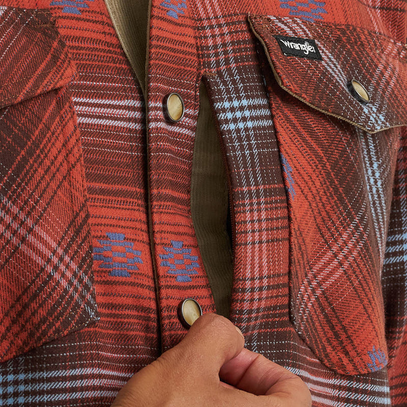 Wrangler Men's Burnt Brick Flannel Shirt Jacket