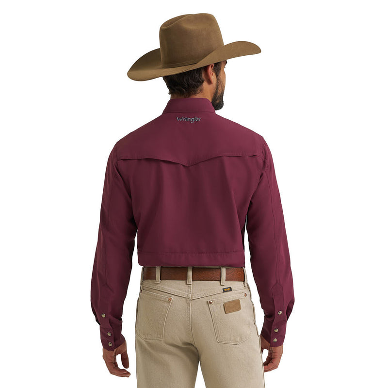 Wrangler Men's Western Performance Fig Solid Shirt