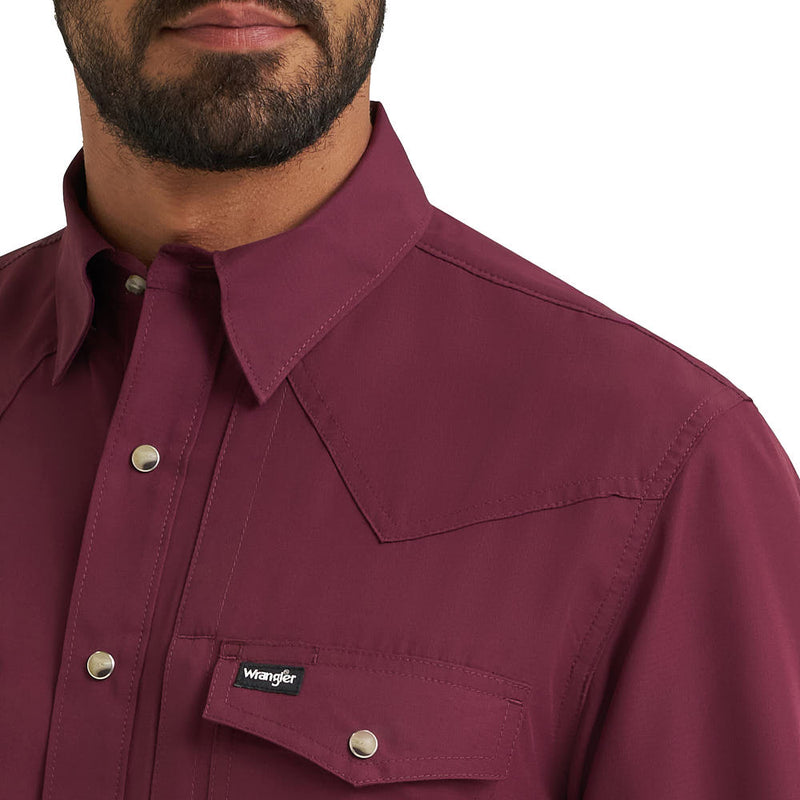 Wrangler Men's Western Performance Fig Solid Shirt