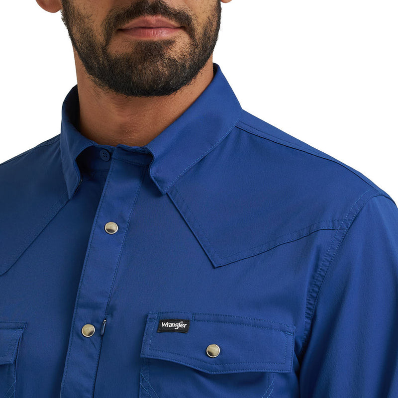 Wrangler Men's ATG Navy Peony Technical Long Sleeve Shirt