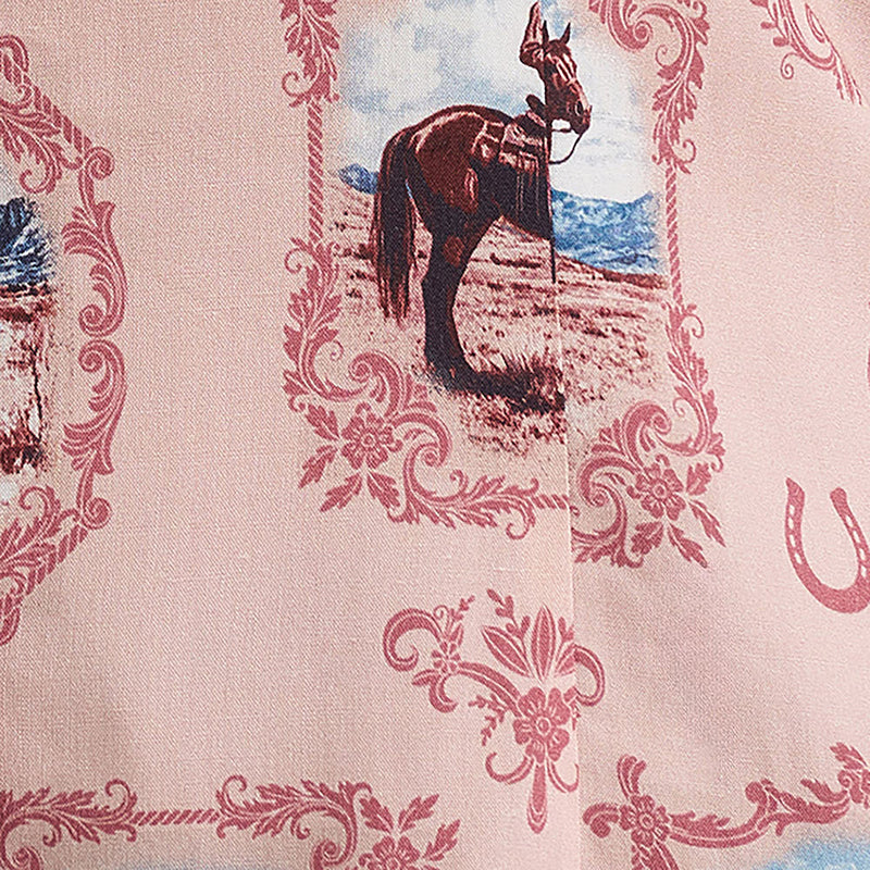 Wrangler Women's Pink Western Print Tie Blouse