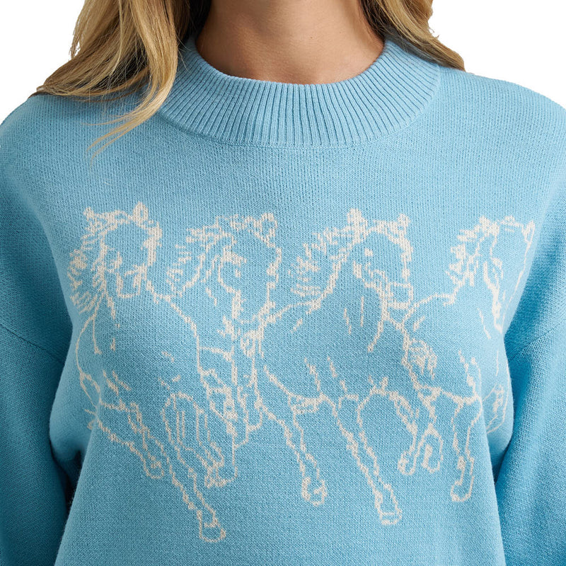 Wrangler Women's Blue Horse Sweater