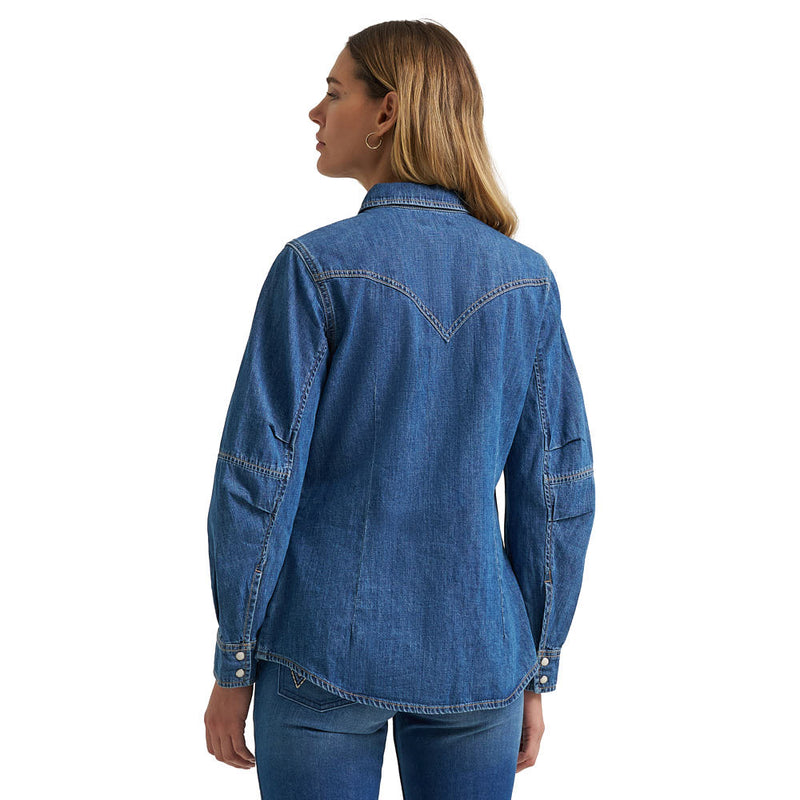 Wrangler Women's Denim Long Sleeve Snap Shirt