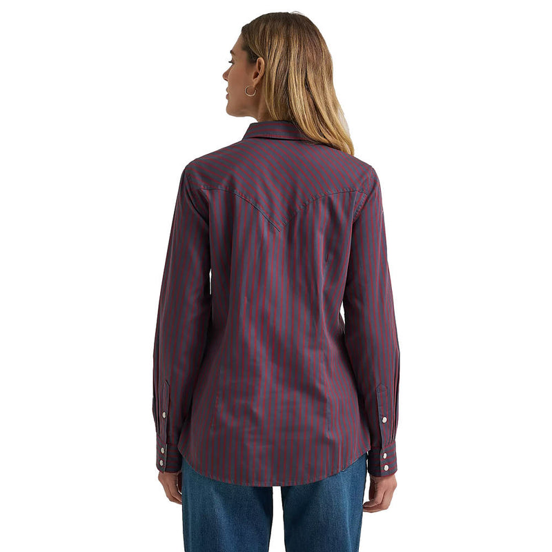 Wrangler Women's Burgundy Stripe Dress Shirt