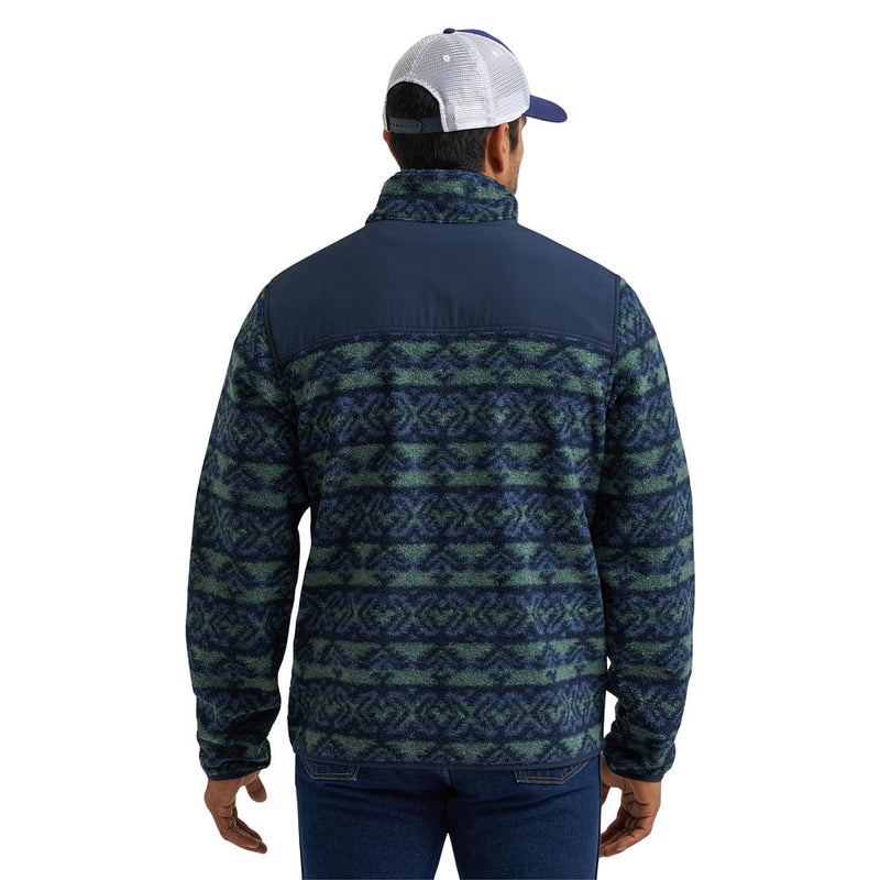 Wrangler Men's Hay Away Sherpa Dark Forest Print Pullover