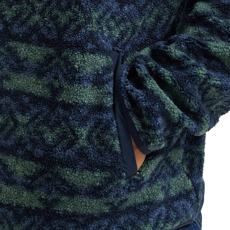 Wrangler Men's Hay Away Sherpa Dark Forest Print Pullover