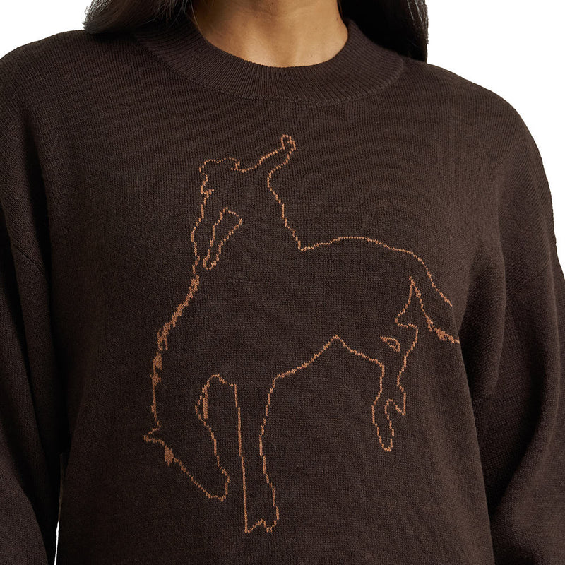 Wrangler Women's Brown Bucking Horse Sweater